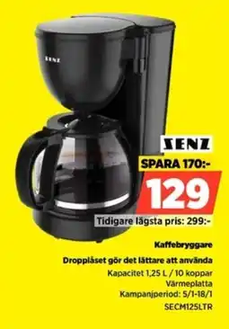 Power SENZ Kaffebryggare SECM125LTR erbjuda
