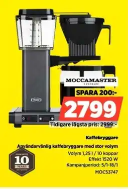 Power MOCCAMASTER Kaffebryggare MOC53747 erbjuda