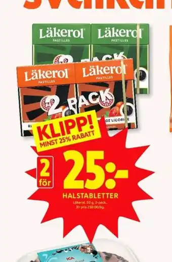 ICA Kvantum Läkerol Halstabletter erbjuda