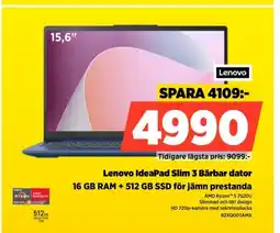 Power Lenovo IdeaPad Slim 3 Bärbar dator 82XQOOTAMX erbjuda
