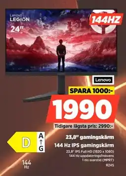 Power Lenovo 23,8" gamingskärm R24S erbjuda