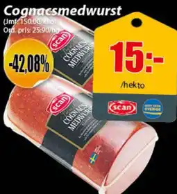 Extra Mjällby Stormarknad Scan Cognacsmedwurst erbjuda