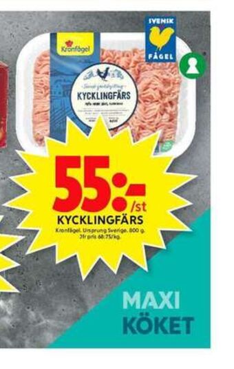 ICA Maxi Kronfågel Kycklingfärs erbjuda