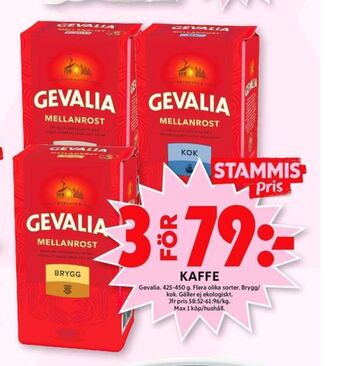 ICA Maxi Gevalia Kaffe malet erbjuda