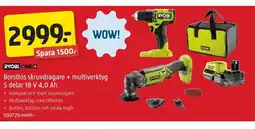 Jula Borstlös skruvdragare + multiverktyg 5 delar 18 V 4,0 Ah erbjuda