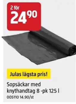 Jula Sopsäckar med knythandtag 8-pk 125 l erbjuda