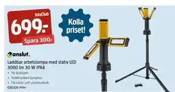 Jula Laddbar arbetslampa med stativ LED 3000 Im 30 W IPX4 erbjuda