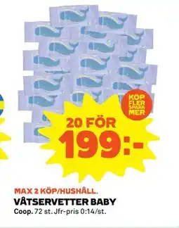 Stora Coop VÅTSERVETTER BABY, Medlemspris erbjuda