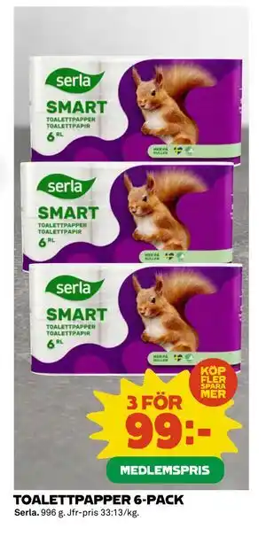 TOALETTPAPPER 6-PACK, Medlemspris