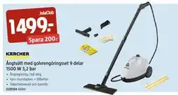 Jula Ångtvätt med golvrengöringsset 9 delar 1500 W 3,2 bar, Medlemspris erbjuda