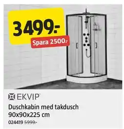 Jula Duschkabin med takdusch 90x90x225 cm erbjuda