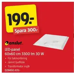 Jula LED-panel 60x60 cm 3300 lm 30 W erbjuda