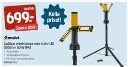 Jula Laddbar arbetslampa med stativ LED 3000 lm 30 W IPX4, Medlemspris erbjuda