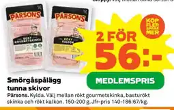 Coop Pärsons Smörgåspålägg Tunna Skivor erbjuda