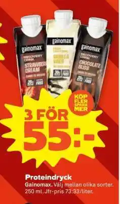 Coop Proteindryck Gainomax erbjuda