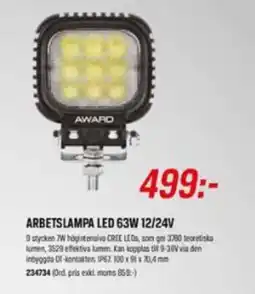 Tools Arbetslampa led 63w 12/24v erbjuda