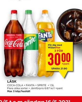 Willys Coca Cola Läskedryck erbjuda