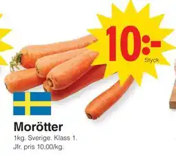 Matöppet Morötter erbjuda