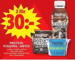 ICA Maxi PROPUD Protein- pudding, -dryck erbjuda