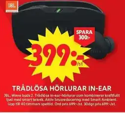 ICA Maxi JBL Trådlösa hörlurar in-ear erbjuda