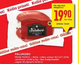 Willys PRIME PATROL Falukorv erbjuda