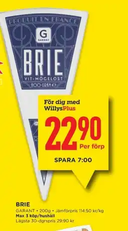 Willys GARANT Brie erbjuda