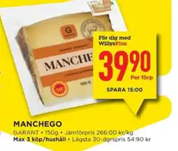 Willys GARANT Manchego erbjuda