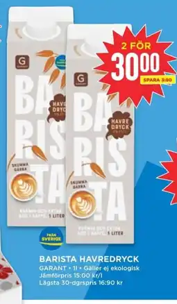 Willys GARANT Barista havredryck erbjuda