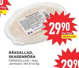Willys Färsksallad Räksallad, skagenröra erbjuda