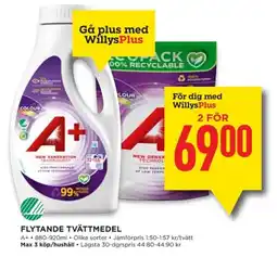 Willys A+ Flytande tvättmedel erbjuda