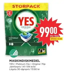 Willys YES Maskindiskmedel erbjuda