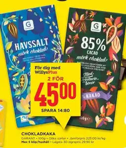 Willys GARANT Chokladkaka erbjuda