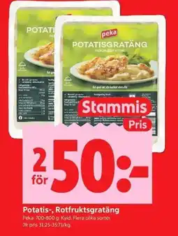 ICA Kvantum PEKA Potatis-, Rotfruktsgratäng erbjuda