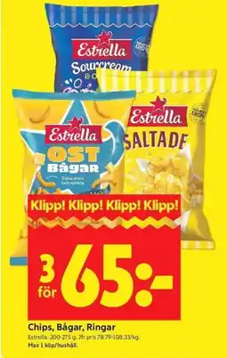 ICA Kvantum Estrella Chips, Bågar, Ringar erbjuda