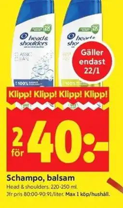 ICA Kvantum Head & shoulders Schampo, balsam erbjuda