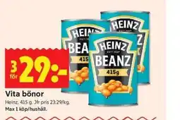 ICA Kvantum HEINZ Vita bönor erbjuda