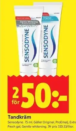 ICA Kvantum SENSODYNE Tandkräm erbjuda
