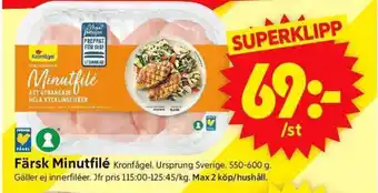 ICA Supermarket Kronfågel Färsk Minutfilé erbjuda