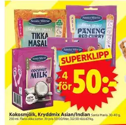 ICA Supermarket Santa Maria Kokosmjölk, Kryddmix Asian/Indian erbjuda