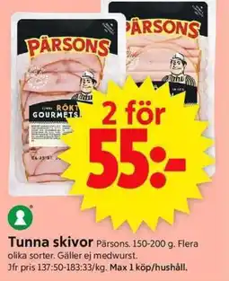ICA Supermarket PARSONS Tunna skivor erbjuda