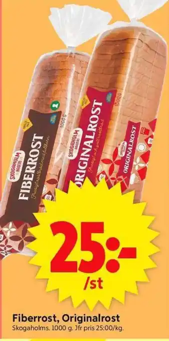 ICA Supermarket SKOGAHOLMS Fiberrost, Originalrost erbjuda