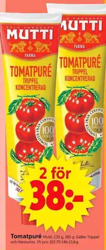 ICA Supermarket MUTTI Tomatpuré erbjuda