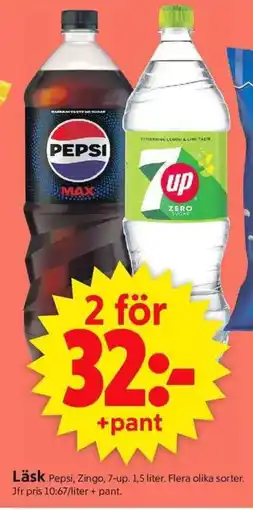 ICA Supermarket Läsk Pepsi, Zingo, 7-up Läsk erbjuda