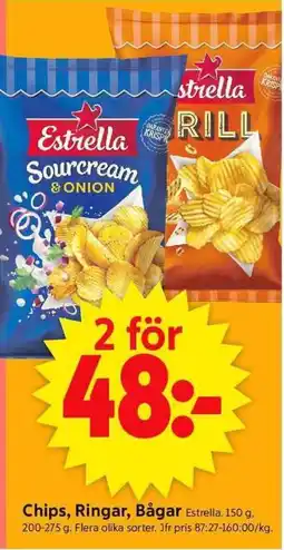 ICA Supermarket Estrella Chips, Ringar, Bågar erbjuda