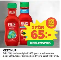 Coop FELIX Ketchup erbjuda