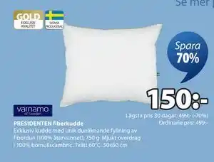 JYSK PRESIDENTEN fiberkudde erbjuda