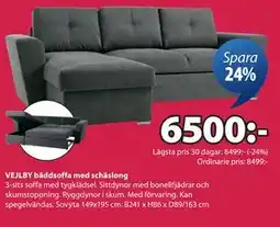 JYSK VEJLBY bäddsoffa med schäslong erbjuda