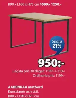 JYSK AABENRAA matbord erbjuda