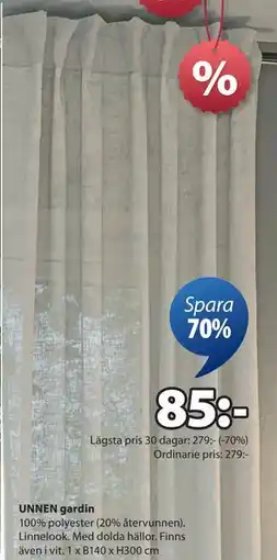 JYSK UNNEN gardin erbjuda