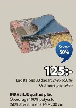 JYSK INKALILJE quiltad pläd erbjuda